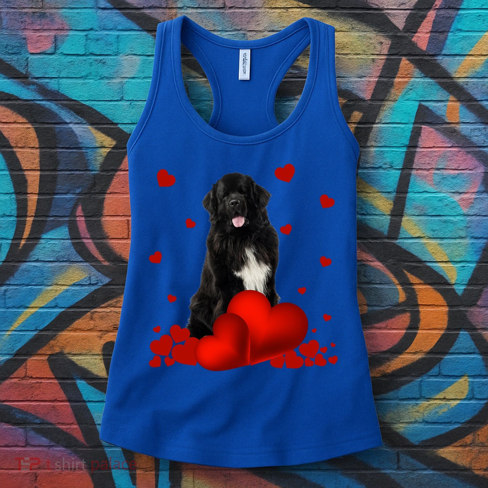 Valentines Day Love Hearts Newfoundland Dog Puppy Lover Gift Women's Tank Top