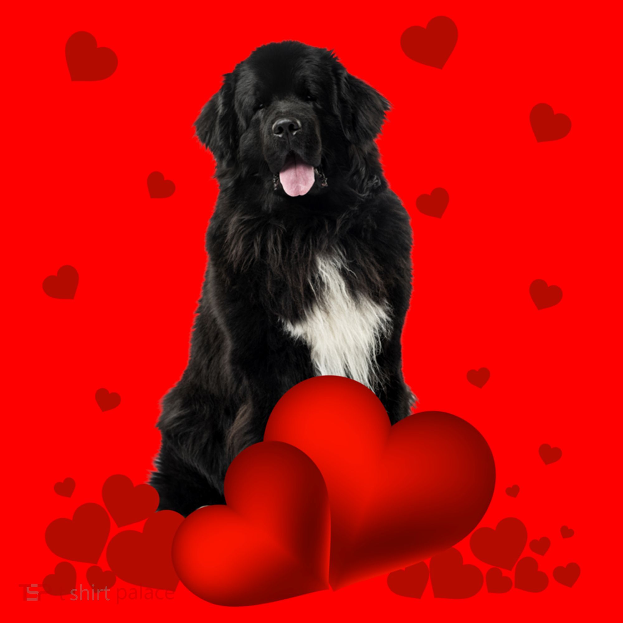 Valentines Day Love Hearts Newfoundland Dog Puppy Lover Gift Santa Hat