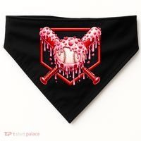Valentines Day Love Baseball Ice Cream Drip Heart USA-Made Doggie Bandana thumb 0
