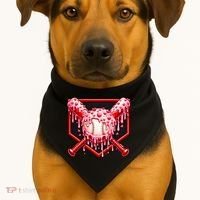 Valentines Day Love Baseball Ice Cream Drip Heart USA-Made Doggie Bandana thumb 1