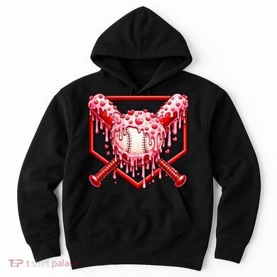 Valentines Day Love Baseball Ice Cream Drip Heart Hoodie