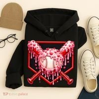 Valentines Day Love Baseball Ice Cream Drip Heart Hoodie thumb 4