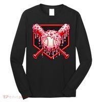 Valentines Day Love Baseball Ice Cream Drip Heart Long Sleeve Shirt thumb 0