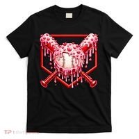 Valentines Day Love Baseball Ice Cream Drip Heart T-Shirt thumb 0