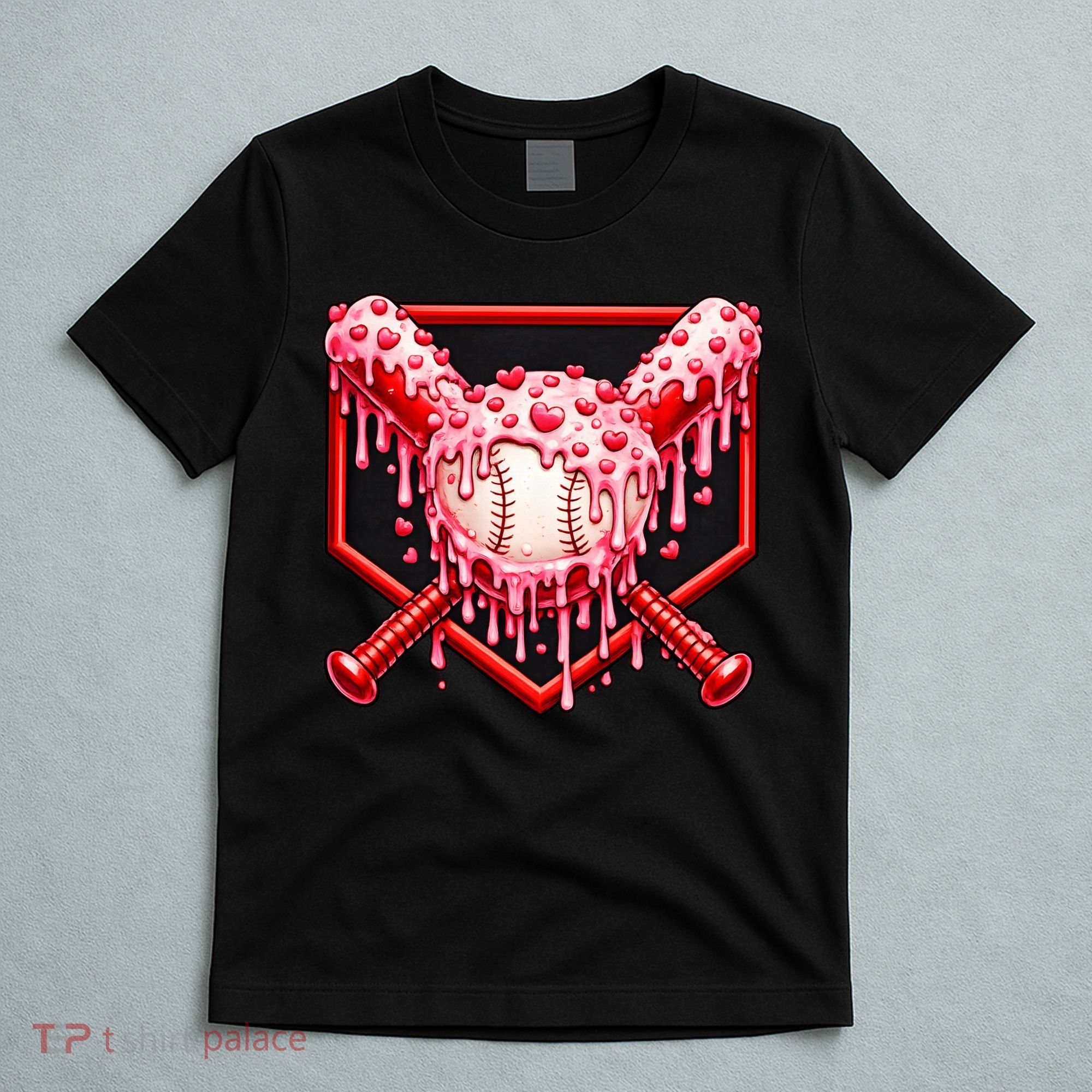 Valentines Day Love Baseball Ice Cream Drip Heart T-Shirt