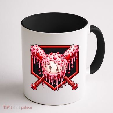 Valentines Day Love Baseball Ice Cream Drip Heart Coffee Mug back