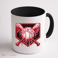 Valentines Day Love Baseball Ice Cream Drip Heart Coffee Mug thumb 1