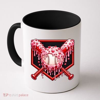 Valentines Day Love Baseball Ice Cream Drip Heart Coffee Mug