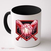 Valentines Day Love Baseball Ice Cream Drip Heart Coffee Mug thumb 0