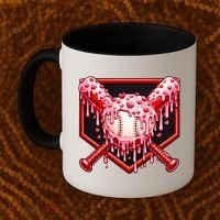 Valentines Day Love Baseball Ice Cream Drip Heart Coffee Mug thumb 2
