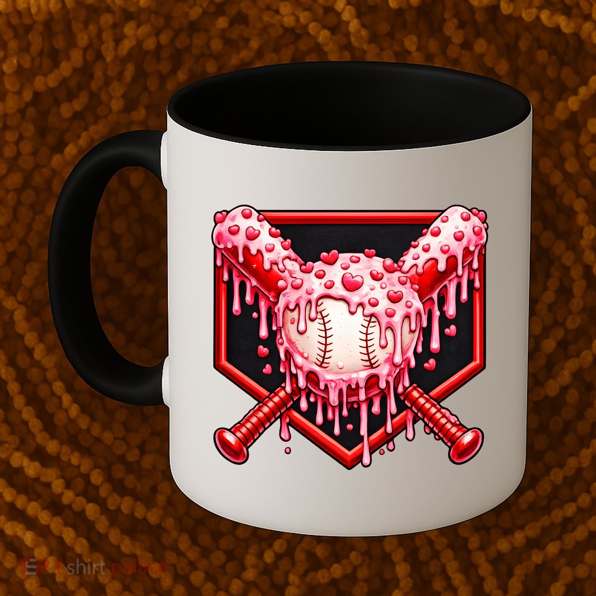 Valentines Day Love Baseball Ice Cream Drip Heart Coffee Mug