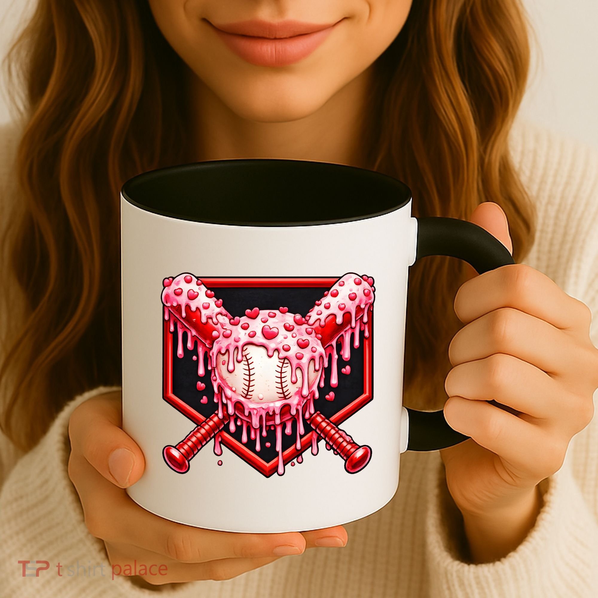 Valentines Day Love Baseball Ice Cream Drip Heart Coffee Mug