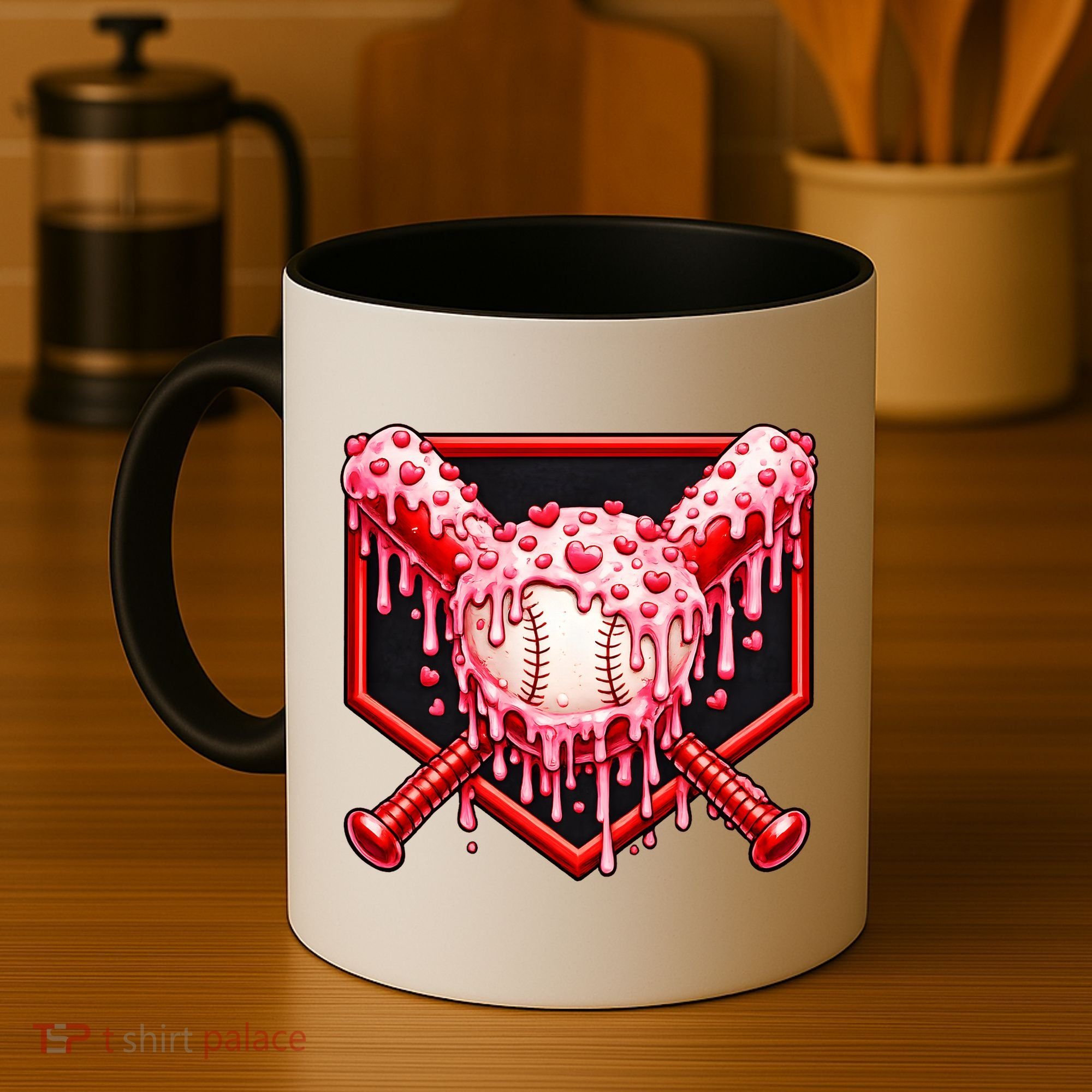 Valentines Day Love Baseball Ice Cream Drip Heart Coffee Mug