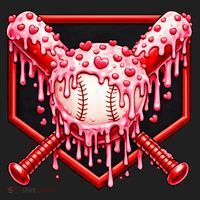 Valentines Day Love Baseball Ice Cream Drip Heart Beanie thumb 2