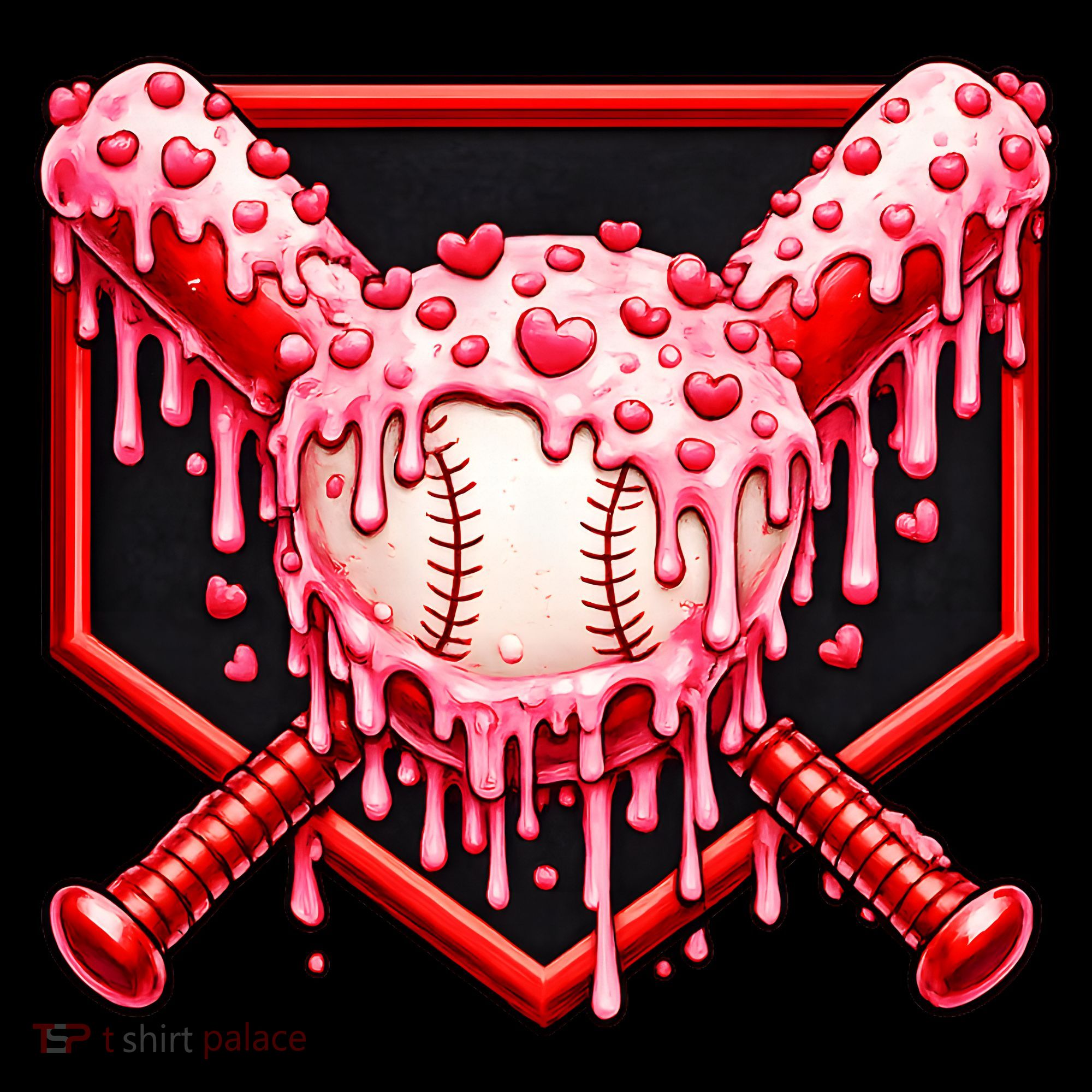 Valentines Day Love Baseball Ice Cream Drip Heart Women's Hoodie