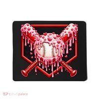 Valentines Day Love Baseball Ice Cream Drip Heart Mousepad thumb 0