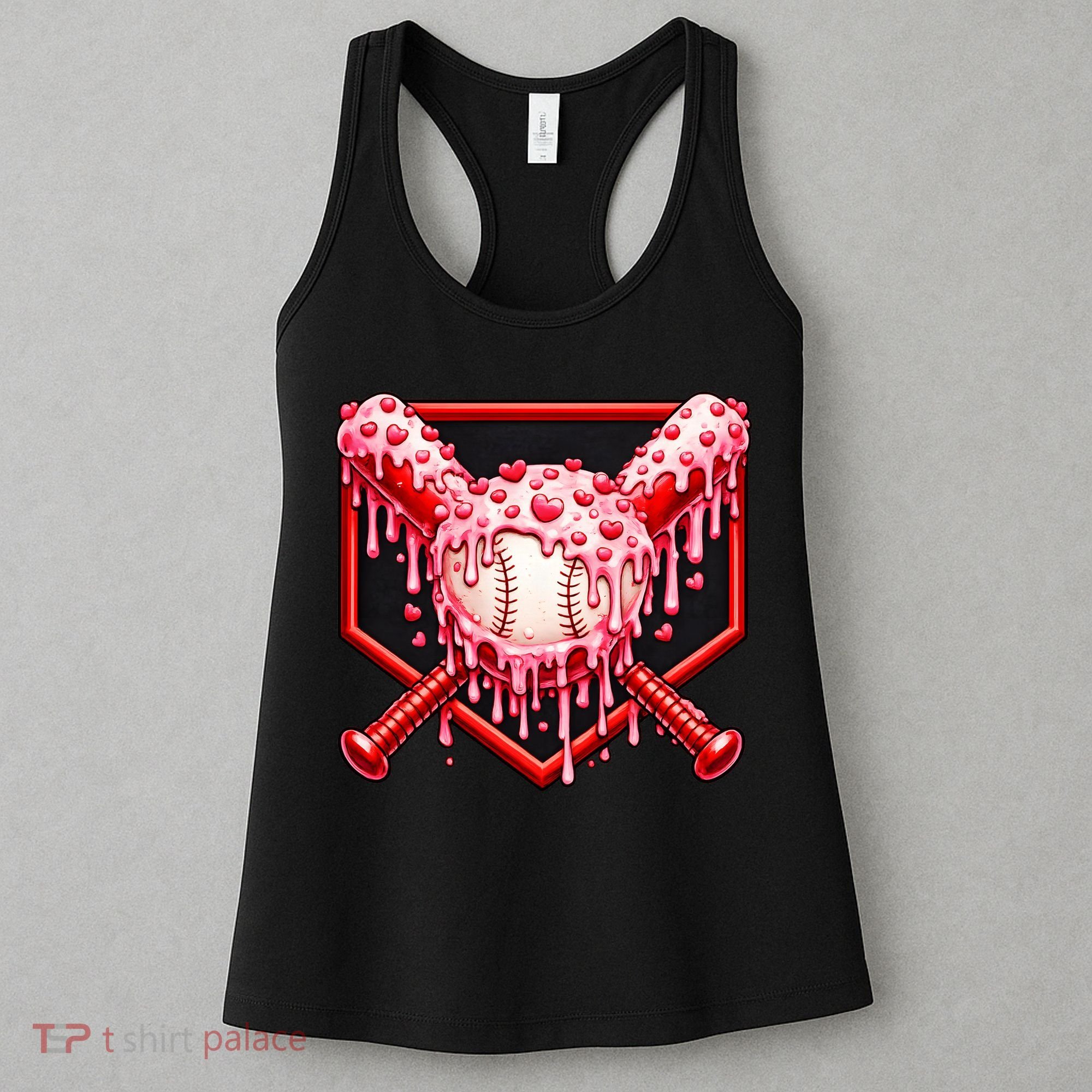 Valentines Day Love Baseball Ice Cream Drip Heart Women's Tank Top