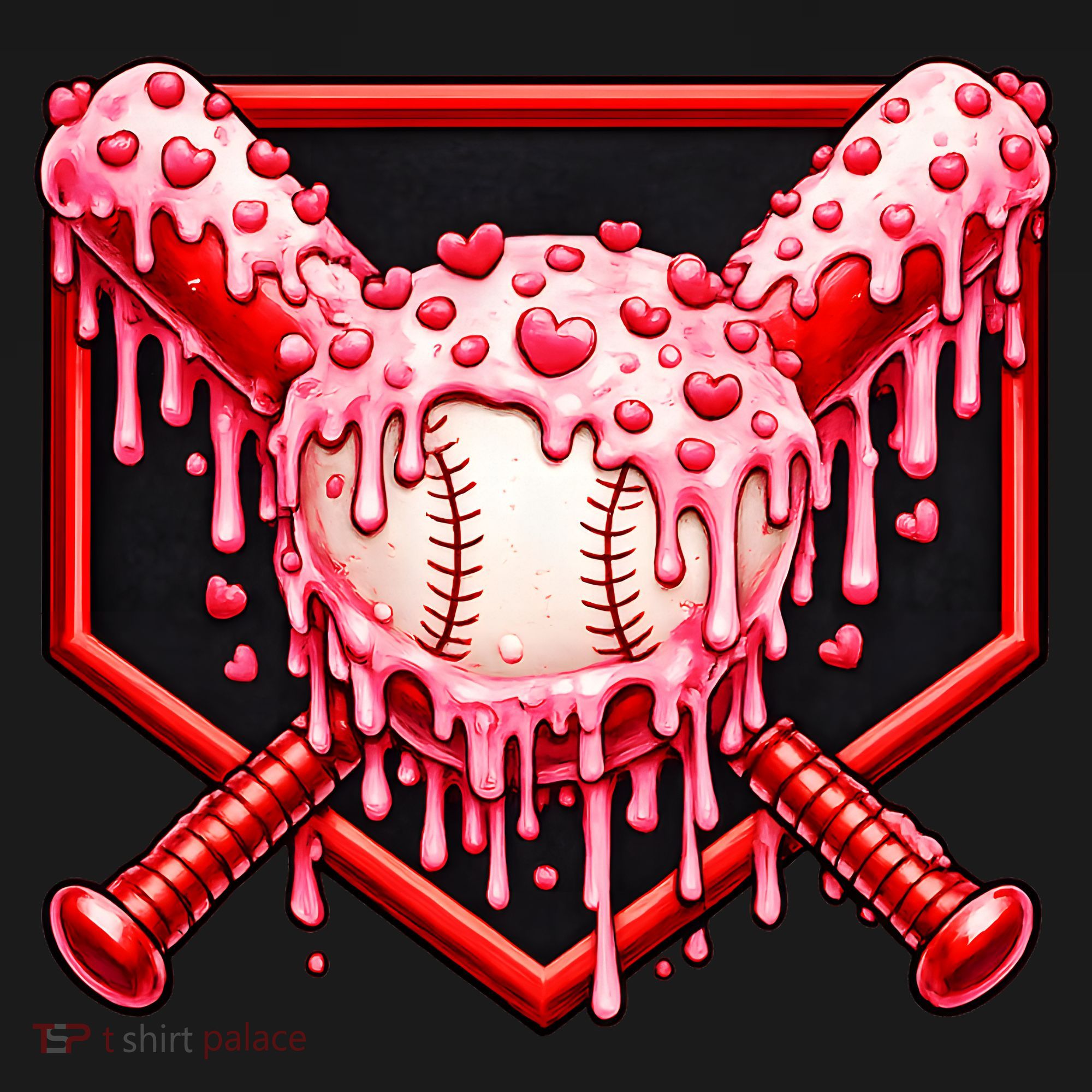 Valentines Day Love Baseball Ice Cream Drip Heart Women's Tank Top