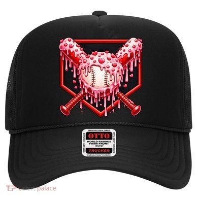 Valentines Day Love Baseball Ice Cream Drip Heart Hat