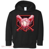 Valentines Day Love Baseball Ice Cream Drip Heart Toddler Hoodie thumb 0