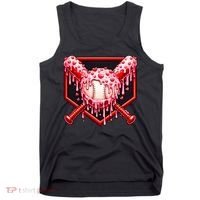 Valentines Day Love Baseball Ice Cream Drip Heart Tank Top thumb 0