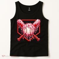 Valentines Day Love Baseball Ice Cream Drip Heart Tank Top thumb 2
