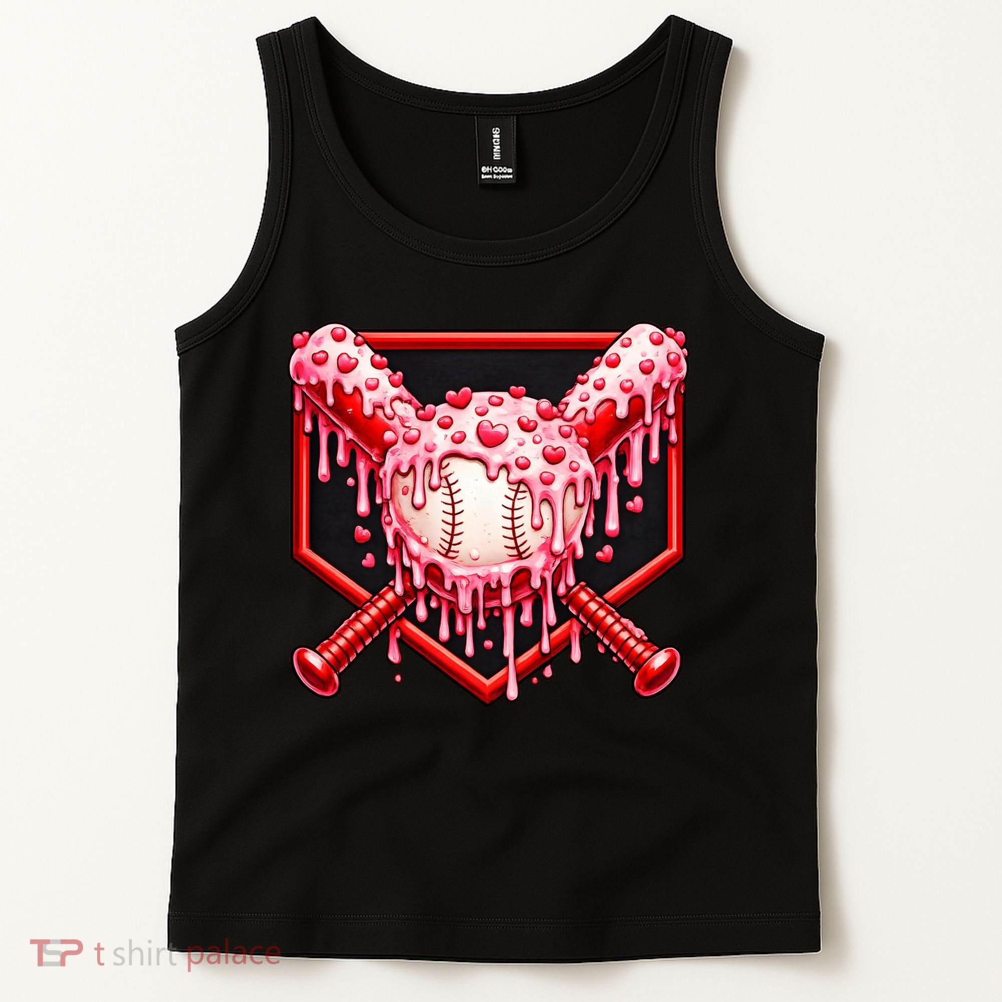 Valentines Day Love Baseball Ice Cream Drip Heart Tank Top