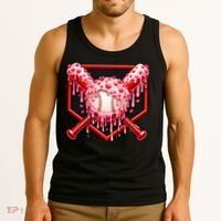 Valentines Day Love Baseball Ice Cream Drip Heart Tank Top thumb 3