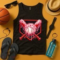 Valentines Day Love Baseball Ice Cream Drip Heart Tank Top thumb 4