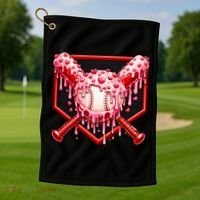 Valentines Day Love Baseball Ice Cream Drip Heart Golf Towel thumb 1