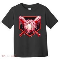 Valentines Day Love Baseball Ice Cream Drip Heart Toddler T-Shirt thumb 0