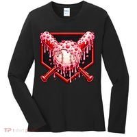 Valentines Day Love Baseball Ice Cream Drip Heart Women's Long Sleeve Shirt thumb 0