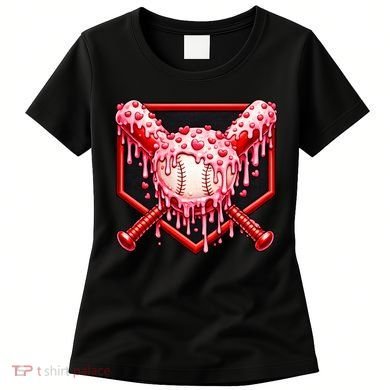 Valentines Day Love Baseball Ice Cream Drip Heart Women's T-Shirt