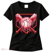 Valentines Day Love Baseball Ice Cream Drip Heart Women's T-Shirt thumb 0