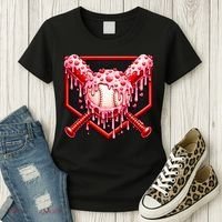 Valentines Day Love Baseball Ice Cream Drip Heart Women's T-Shirt thumb 3