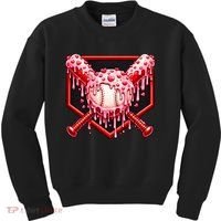 Valentines Day Love Baseball Ice Cream Drip Heart Kids Sweatshirt thumb 0