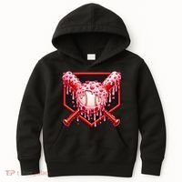 Valentines Day Love Baseball Ice Cream Drip Heart Kids Hoodie thumb 0