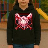 Valentines Day Love Baseball Ice Cream Drip Heart Kids Hoodie thumb 3