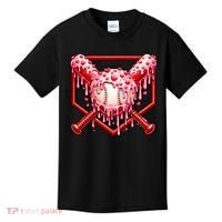 Valentines Day Love Baseball Ice Cream Drip Heart Kids T-Shirt thumb 0