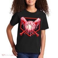 Valentines Day Love Baseball Ice Cream Drip Heart Kids T-Shirt thumb 2