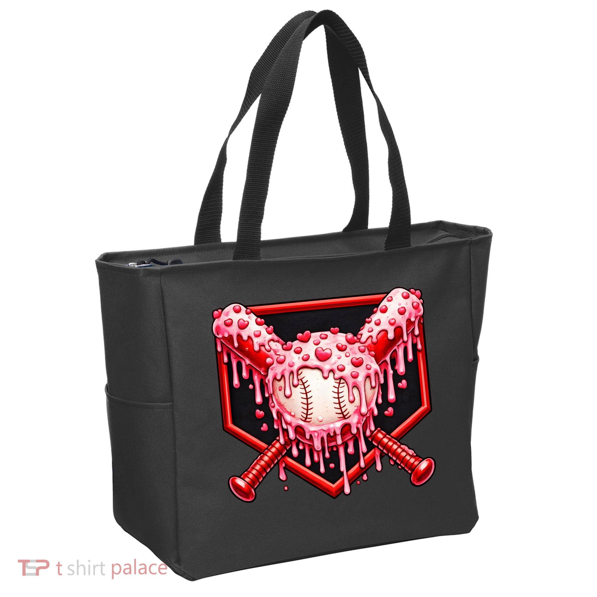 Valentines Day Love Baseball Ice Cream Drip Heart Tote Bag