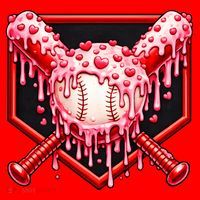 Valentines Day Love Baseball Ice Cream Drip Heart Santa Hat thumb 1
