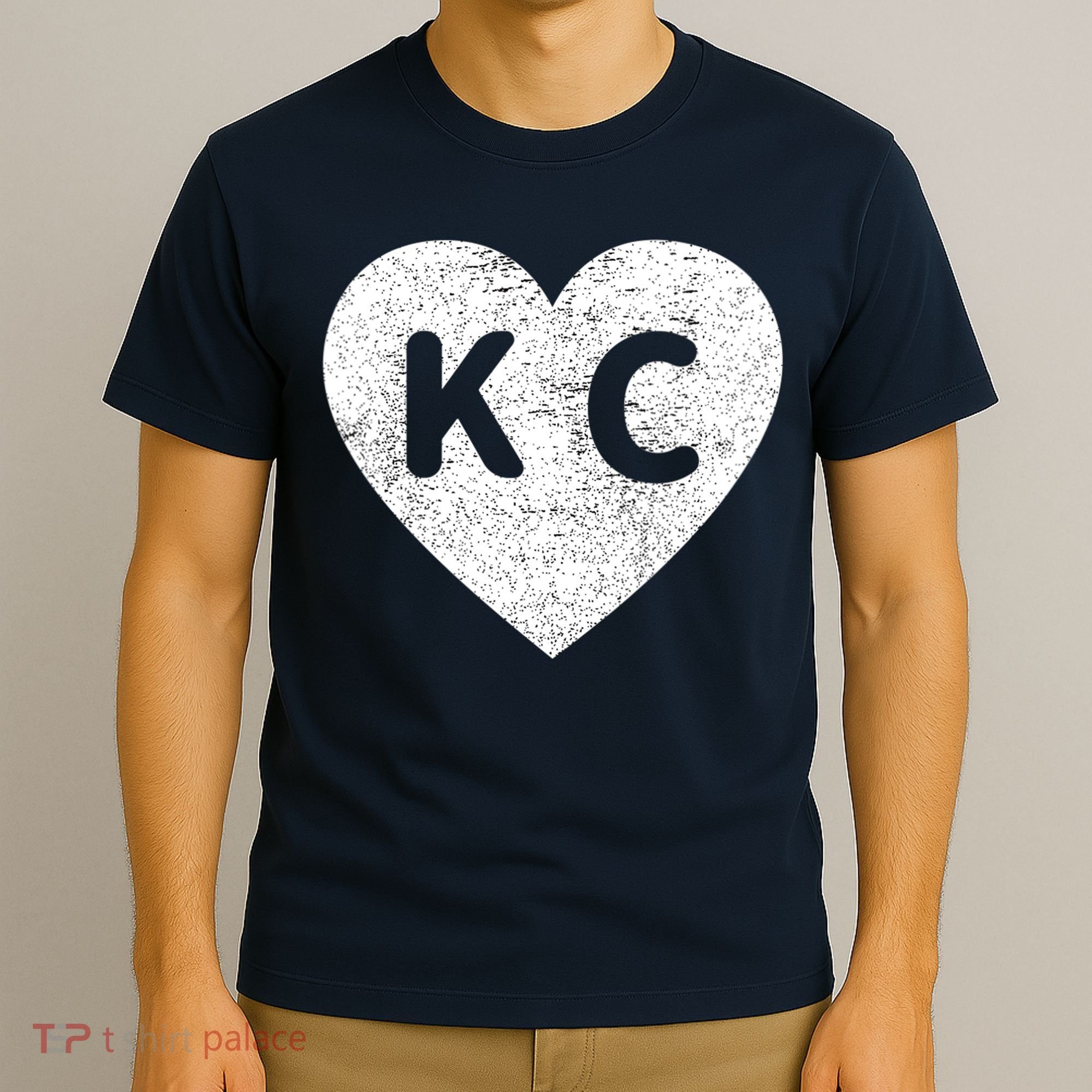 Vintage Distressed Love Kansas City KC Heart Print T-Shirt
