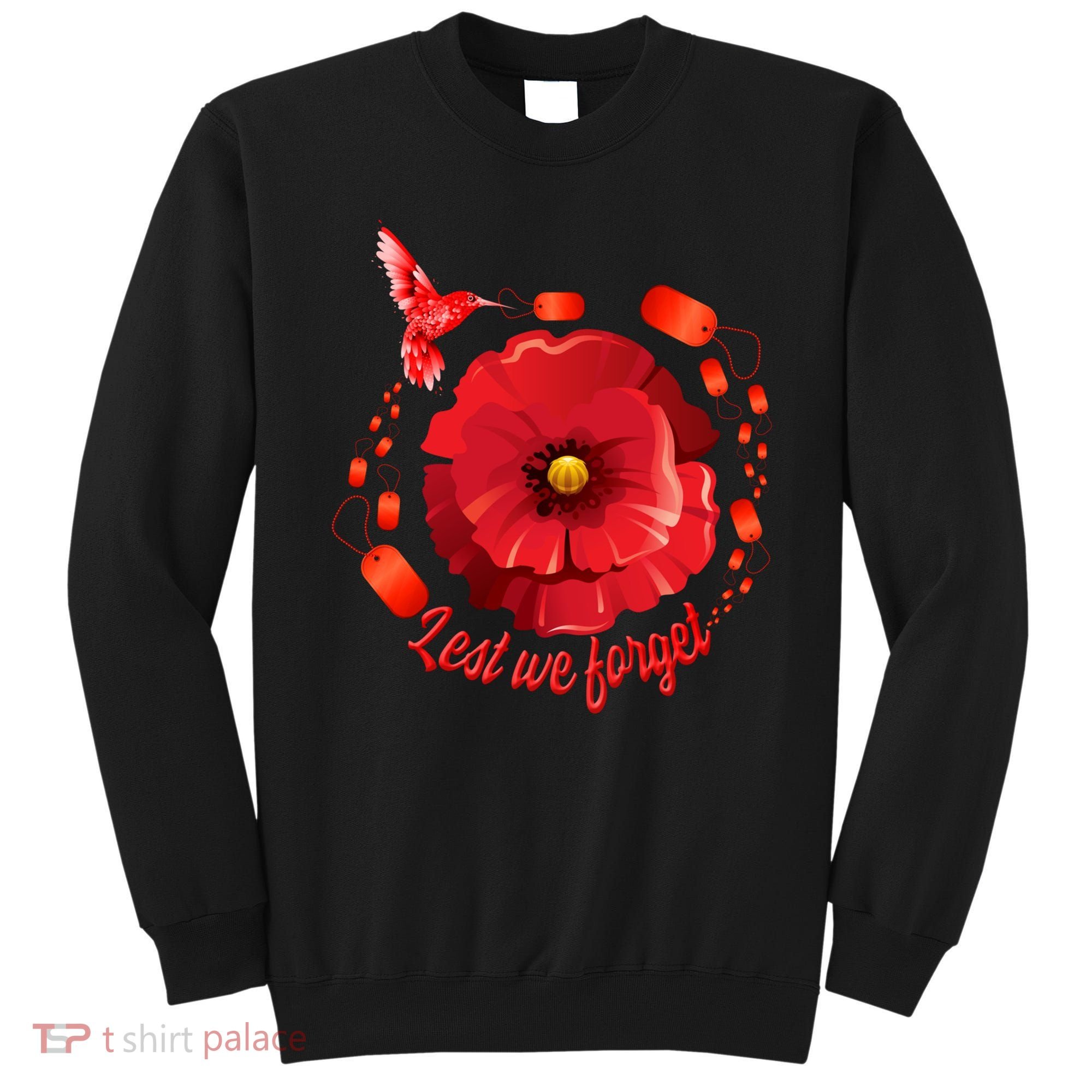 Veterans Day Lest We Forget Red Poppy Flower Usa Memorial Cool Gift Sweatshirt