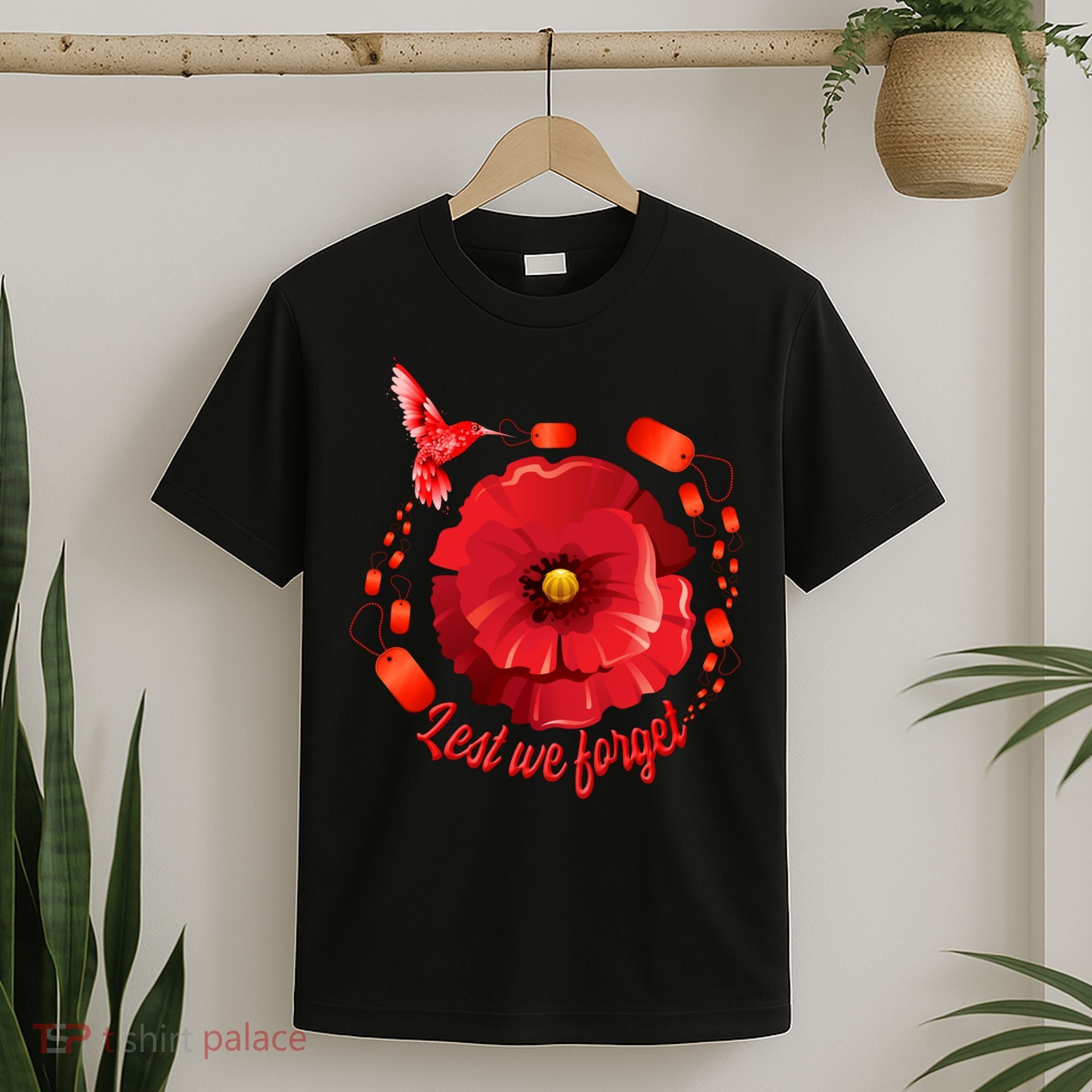 Veterans Day Lest We Forget Red Poppy Flower Usa Memorial Cool Gift T-Shirt