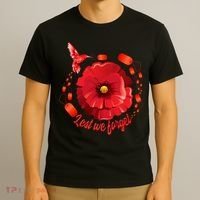 Veterans Day Lest We Forget Red Poppy Flower Usa Memorial Cool Gift T-Shirt thumb 3
