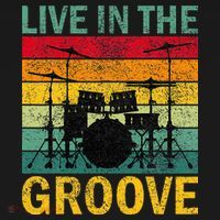 Vintage Drumkit Live In The Groove Retro Drummer Sunset T-Shirt thumb 7