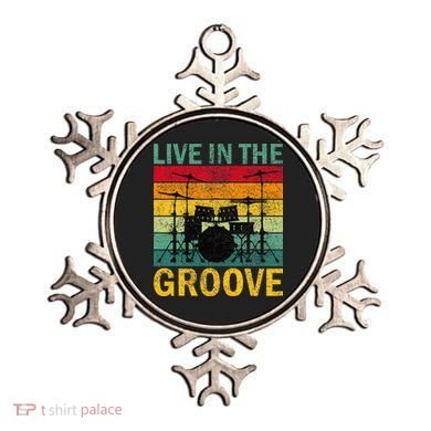 Vintage Drumkit Live In The Groove Retro Drummer Sunset Ornament