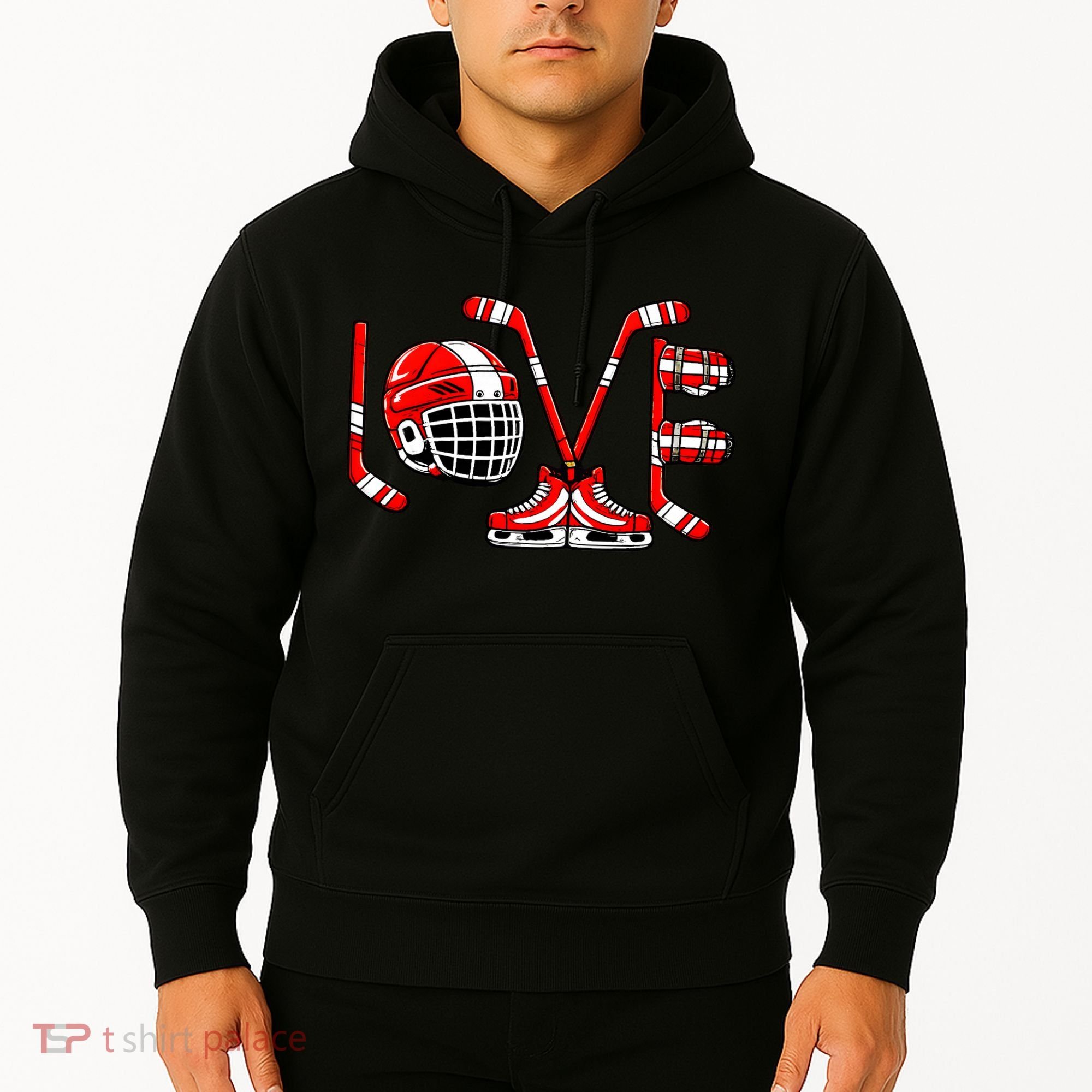 Valentines Day Love Ice Hockey Hoodie