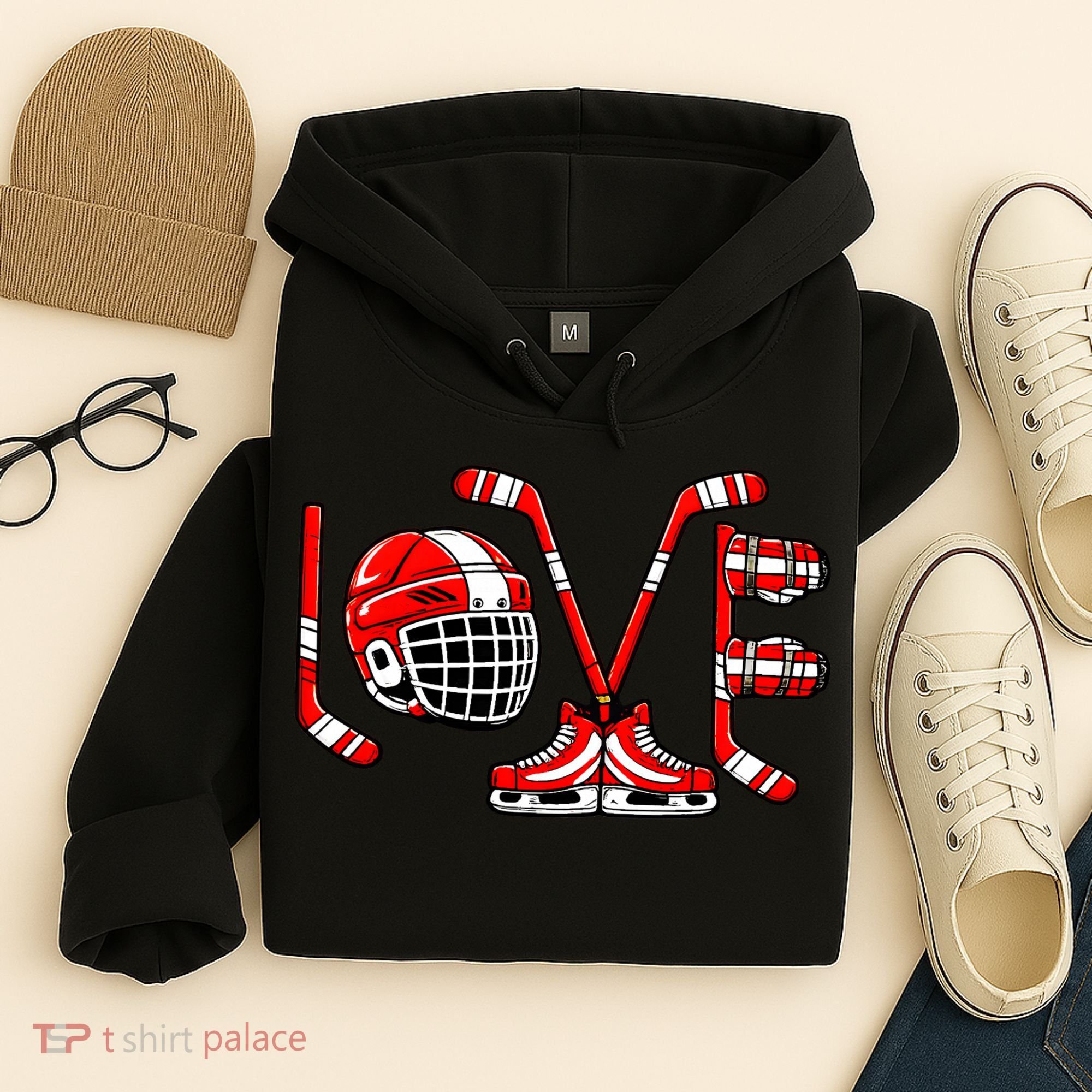 Valentines Day Love Ice Hockey Hoodie